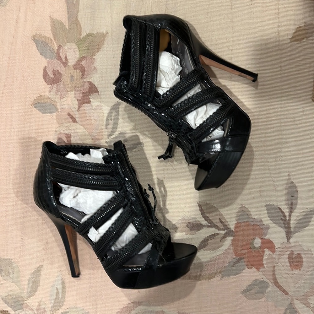 Bebe Snakeskin Print Black Python, All Leather In… - image 1